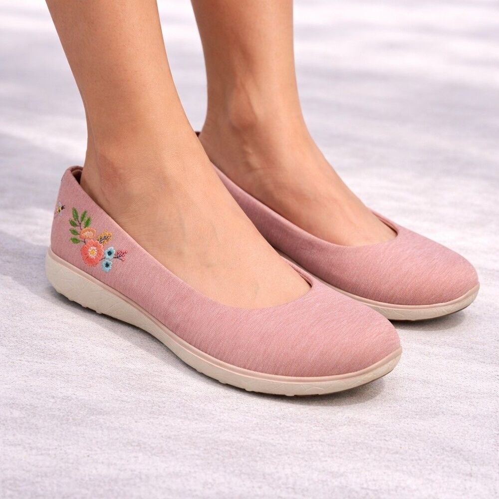 Skechers Shoes Womens 11 Microburst Casual Slip Ons Flats 23347 Pink Fabric